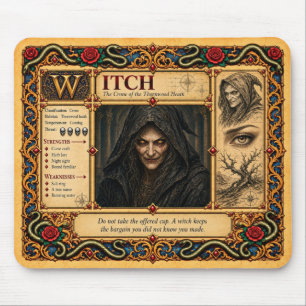 Witch, Mediaeval Bestiary Art Mouse Mat