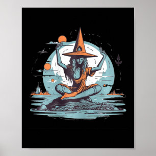 Witch Meditating Halloween Costume Yoga Zen Medita Poster