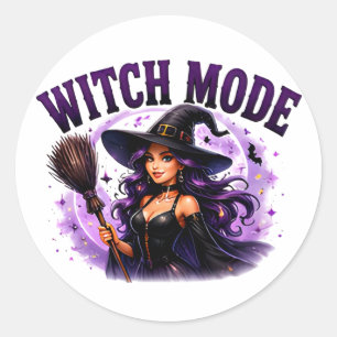 ✨ Witch Mode Activated Halloween Saying 🧙 Classic Round Sticker
