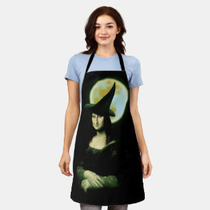 Witch Mona Lisa Halloween Full Moon Apron