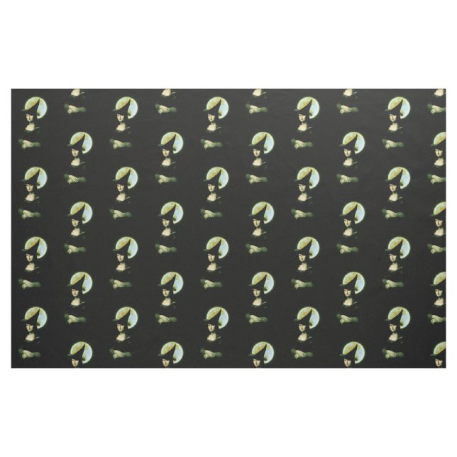 Witch Mona Lisa Halloween Full Moon Fabric (Yard)