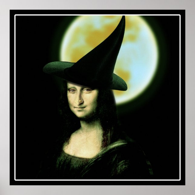 Witch Mona Lisa Halloween Full Moon Poster (Front)