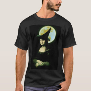 Witch Mona Lisa Halloween Full Moon T-Shirt