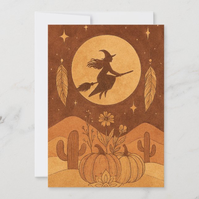 Witch Moon Halloween Boho Invitation (Front)