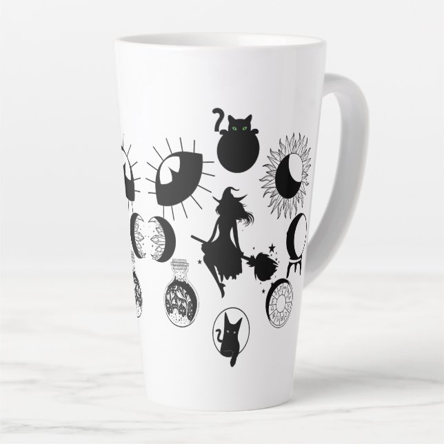 Witch moon phase large latte mug, coffee, goth latte mug (Right Angle)