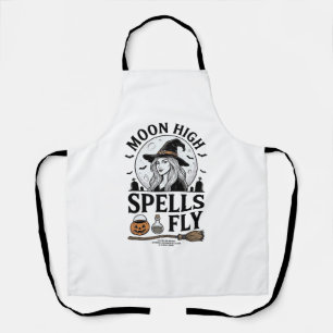 Witch Moon Shirt Vintage Engraving Halloween Tee_1 Apron