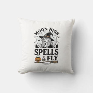 Witch Moon Shirt Vintage Engraving Halloween Tee_1 Cushion