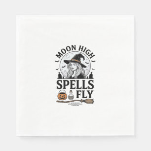 Witch Moon Shirt Vintage Engraving Halloween Tee_1 Napkin