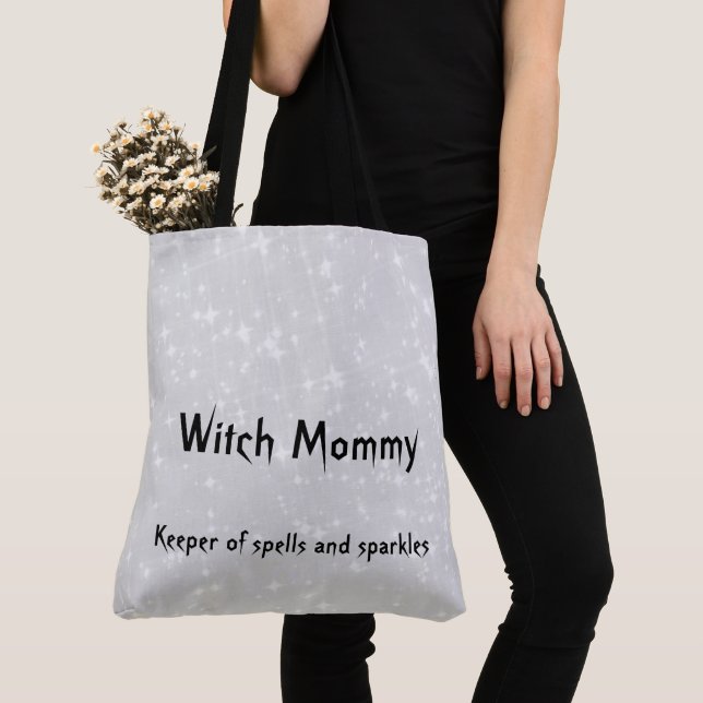 Witch Mummy grey / grey sparkly design Tote Bag (Close Up)