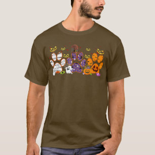 Witch Mummy Pumpkin Paw Print Dog Fan Halloween Co T-Shirt
