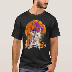 Witch Mummy Unicorn Dabbing With Broom Halloween C T-Shirt