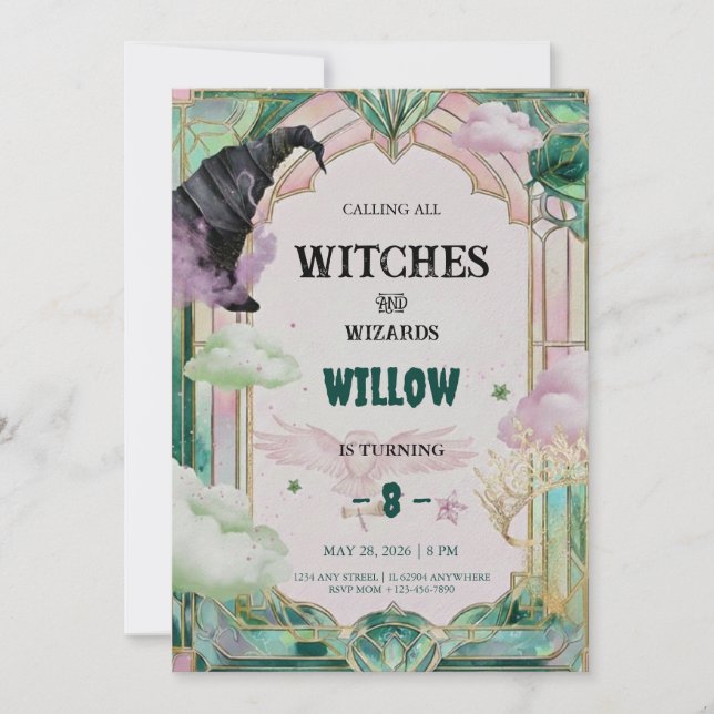 Witch Musical Birthday Invitation Magical Canva (Front)