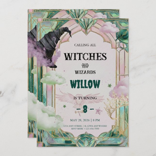 Witch Musical Birthday Invitation Magical Canva (Front/Back)