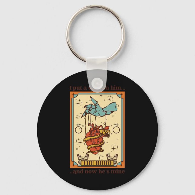 Witch Mystical Funny Bride And Groom I Put A Spell Key Ring (Front)