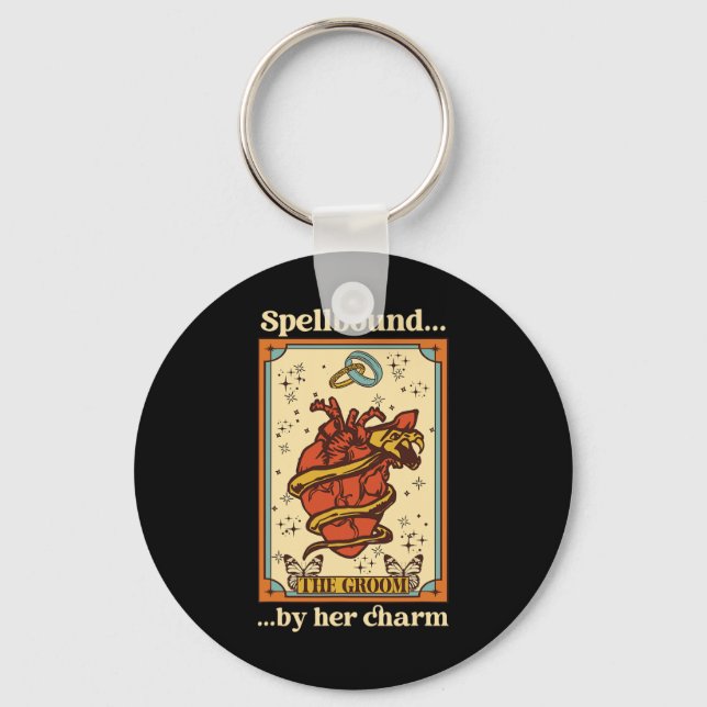 Witch Mystical Funny Bride And Groom Spellbound By Key Ring (Front)