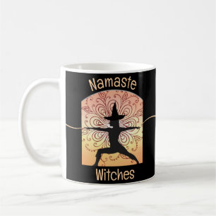 Witch Namaste Witches Halloween Yoga Orange Black  Coffee Mug