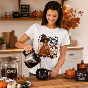 Witch Needs Coffee Music Teacher Halloween T-Shirt