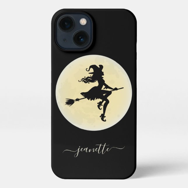Witch on a broom Personalised iPhone Case (Back)