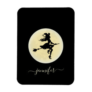 Witch on a broom personalised magnet
