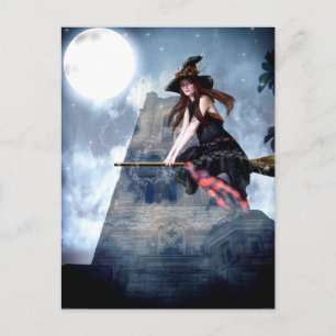 Witch on a Broom (Postcard) Postcard