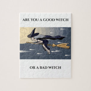 Witch on a broom puzzle. jigsaw puzzle