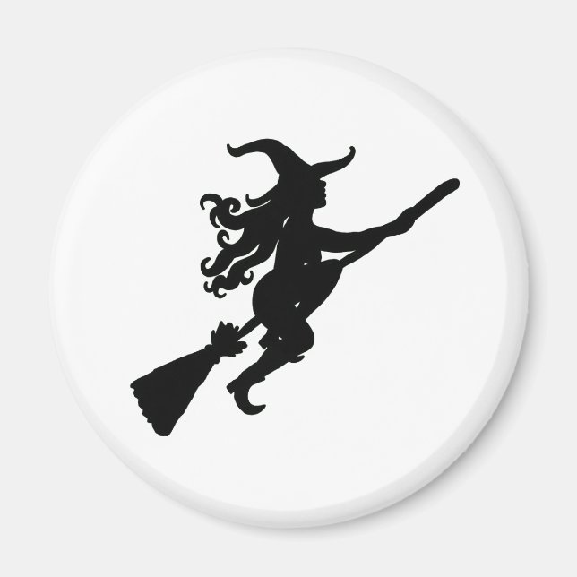 Witch on a Broom Silhouette Magnet (Front)
