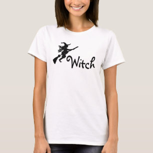 Witch on a Broom Silhouette Witch Shirt