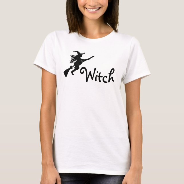 Witch on a Broom Silhouette Witch Shirt (Front)