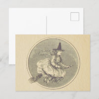 Witch on a Broom Vintage