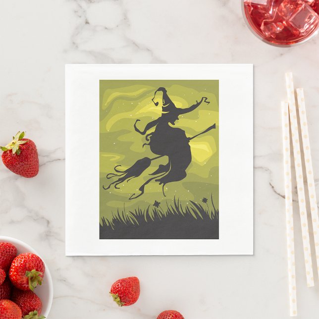 Witch On A Broomstick Paper Napkins (Creator Uploaded)