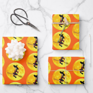 Witch on a  Broomstick Wrapping Paper Sheets