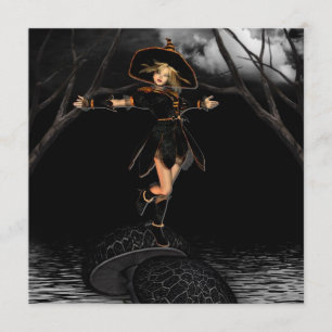 Witch on a Toad Stool Invitations
