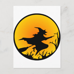 Witch On Broom Postcard