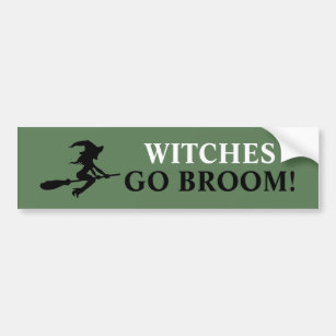 Witch On Broomstick Bumper Sticker