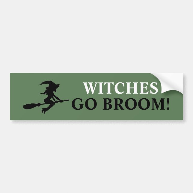 Witch On Broomstick Bumper Sticker (Front)