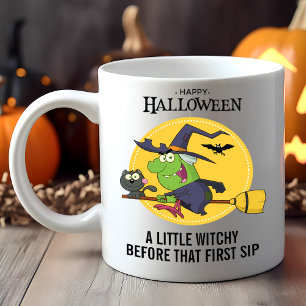 Witch on Broomstick Halloween  Mug