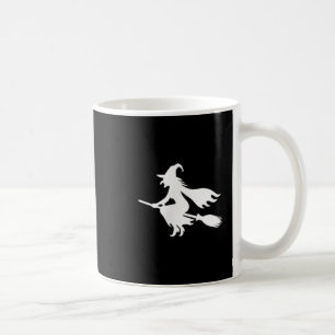 Witch On Broomstick Halloween Subtle Minimal Funny Coffee Mug