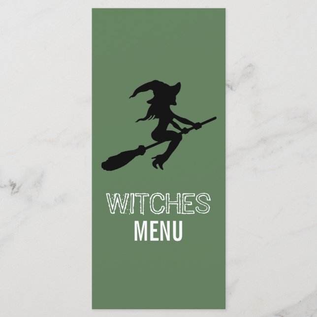 Witch On Broomstick Party Menu (Front)