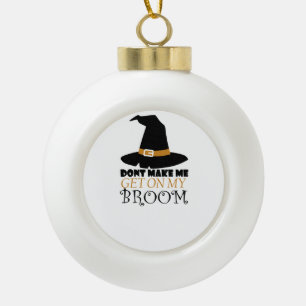 Witch on Halloween Ceramic Ball Christmas Ornament