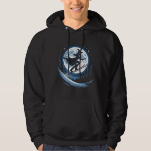 Witch on Skis Under Full Moon Hoodie