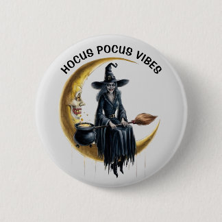 Witch on the Moon 6 Cm Round Badge