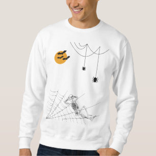 Witch on the moon with spiders and skeleton  sweatshirt