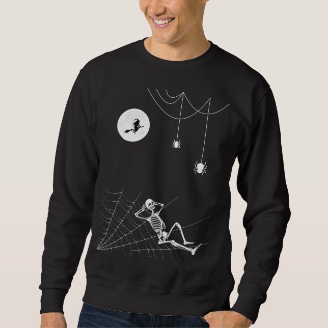 Witch on the moon with spiders and skeleton  sweatshirt (Front)