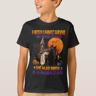 Witch On Wine Needs A Dalmatian Dog Halloween T-Shirt