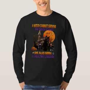Witch On Wine She Needs A Boston Terrier Dog Hallo T-Shirt