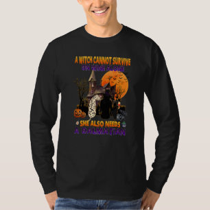 Witch On Wine She Needs A Dalmatian Dog Halloween T-Shirt