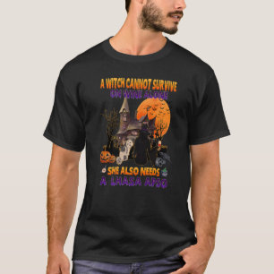 Witch On Wine She Needs A Lhasa Apso Dog Halloween T-Shirt