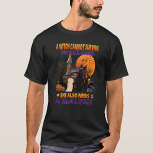 Witch On Wine She Needs A Maltese Dog Halloween Co T-Shirt