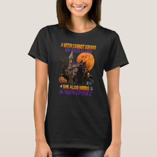 Witch On Wine She Needs A Whippet Dog Halloween Co T-Shirt