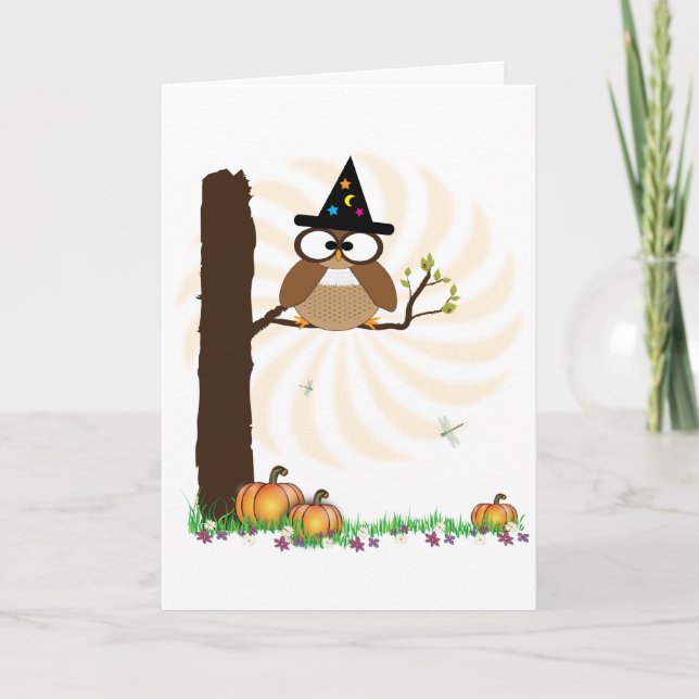 Witch Owl Halloween Card (Front)